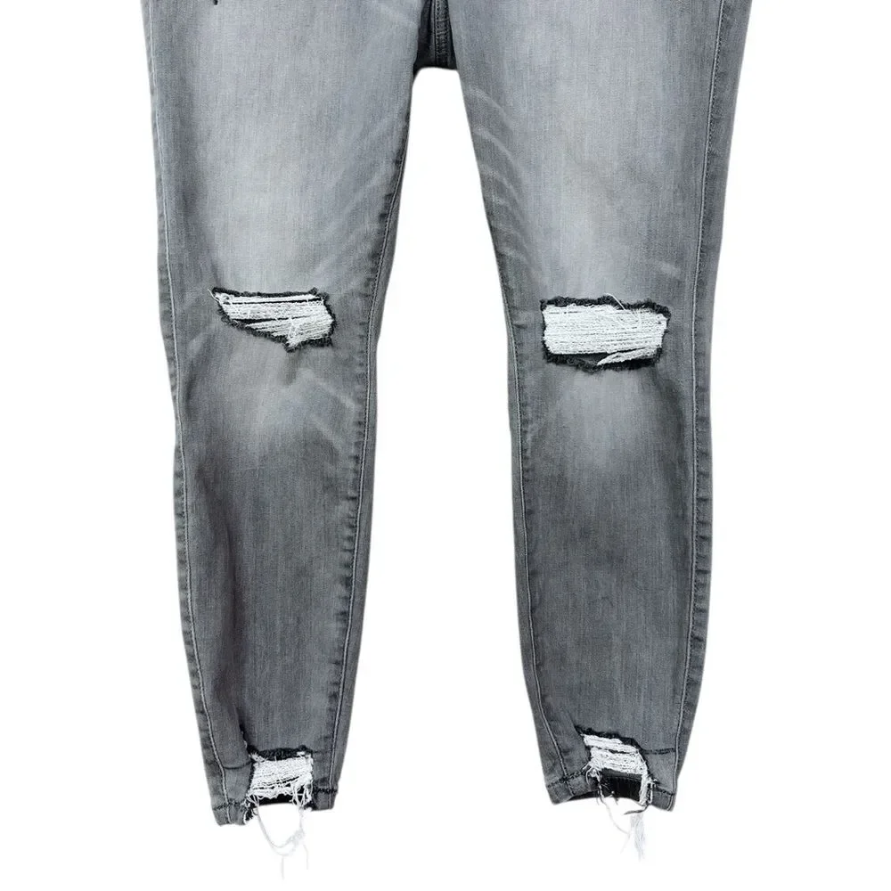 Torrid Bombshell Skinny Jeans sz 14 Short * Ankle High Rise Gray Stretch Denim